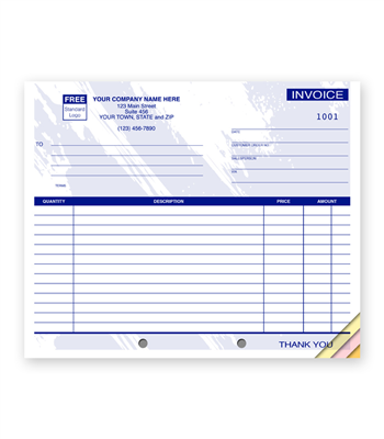 Compact Carbonless Invoice, Blue Design